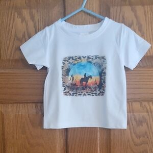 NWOT Infant White T-Shirt with Colorful Desert Cowgirl Design